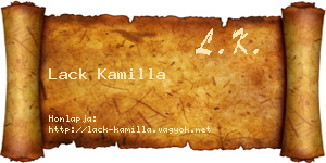 Lack Kamilla névjegykártya